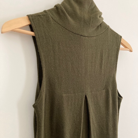 meg Olive Green Wool Designer Turtleneck Dress - Picture 8 of 8
